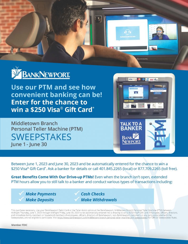 Middletown Branch Personal Teller Machine (PTM) Sweepstakes |BankNewport